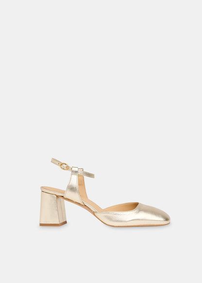 Gold Matilda Block Heel Shoe