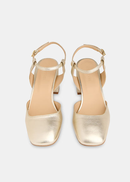 Gold Matilda Block Heel Shoe