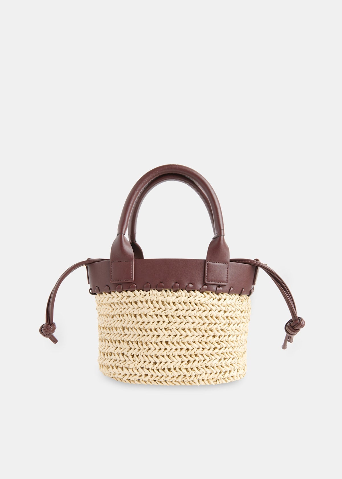 Neutral May Collar Straw Crossbody Bag