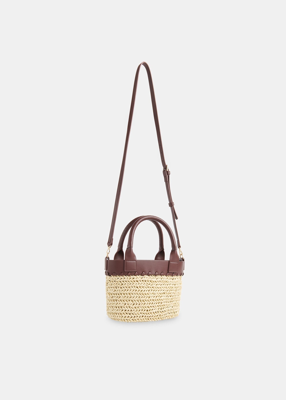 Neutral May Collar Straw Crossbody Bag