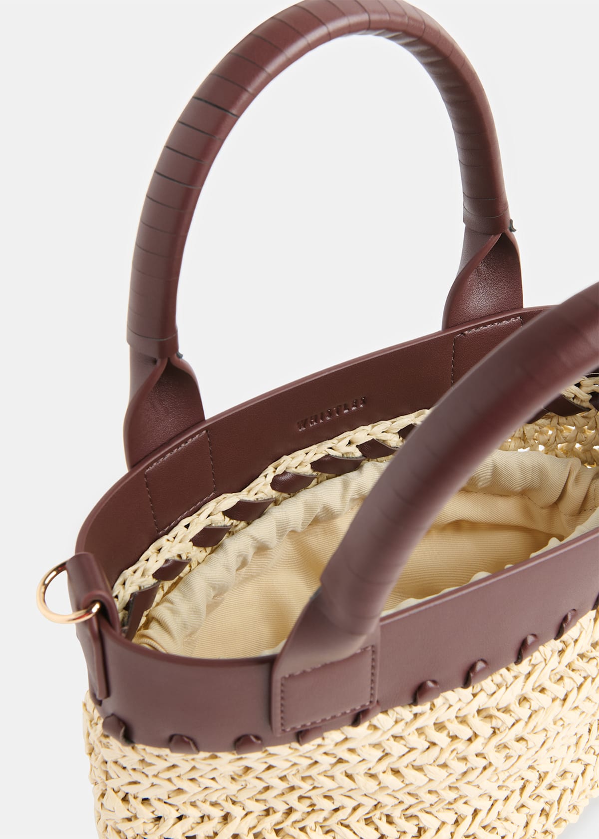 Neutral May Collar Straw Crossbody Bag