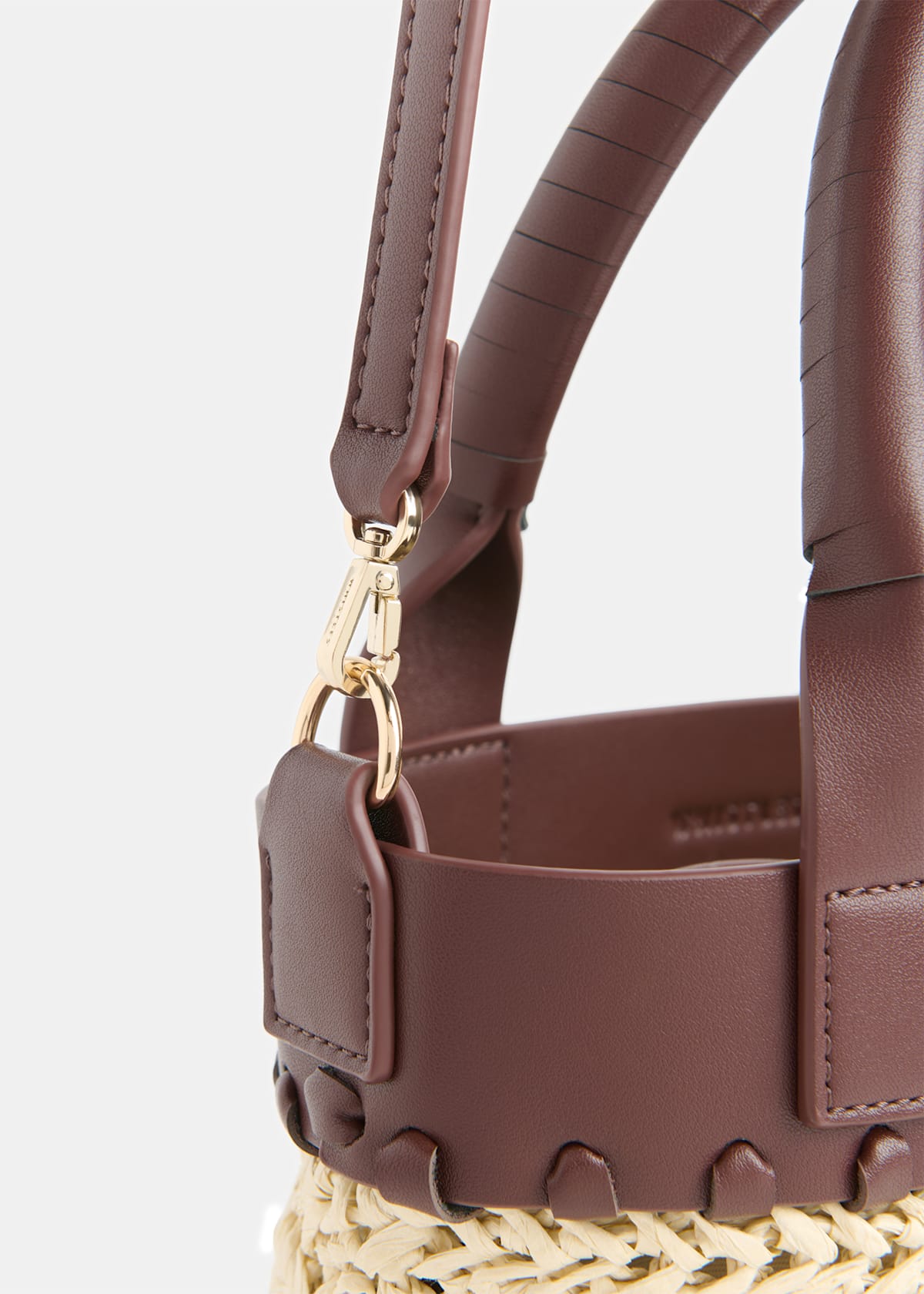 Neutral May Collar Straw Crossbody Bag