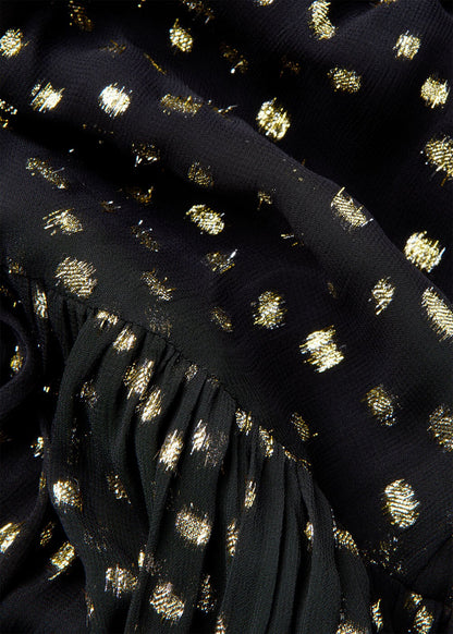 Black/Multi Metallic Dobby Ruffle Dress