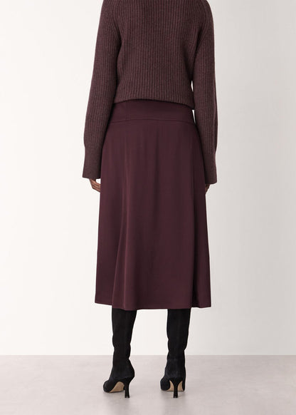 Burgundy Midi Satin Bias Skirt