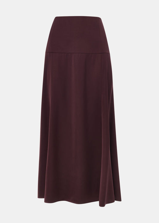 Burgundy Midi Satin Bias Skirt
