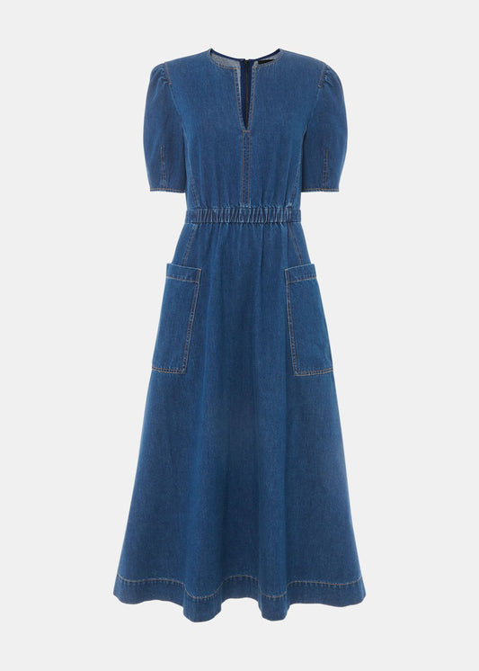 Denim Midi Short Sleeve Dress