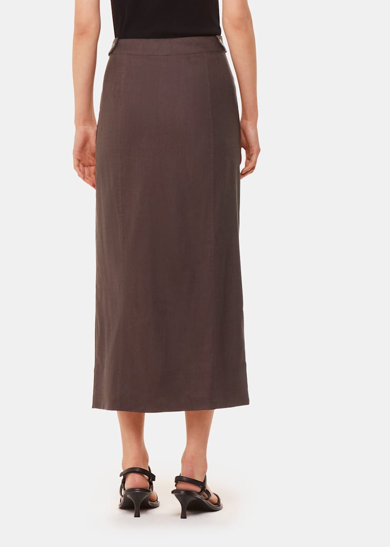 Dark Grey Mila Linen Blend Midi Skirt