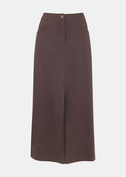 Dark Grey Mila Linen Blend Midi Skirt