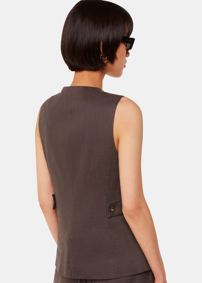 Dark Grey Mila Linen Blend Waistcoat