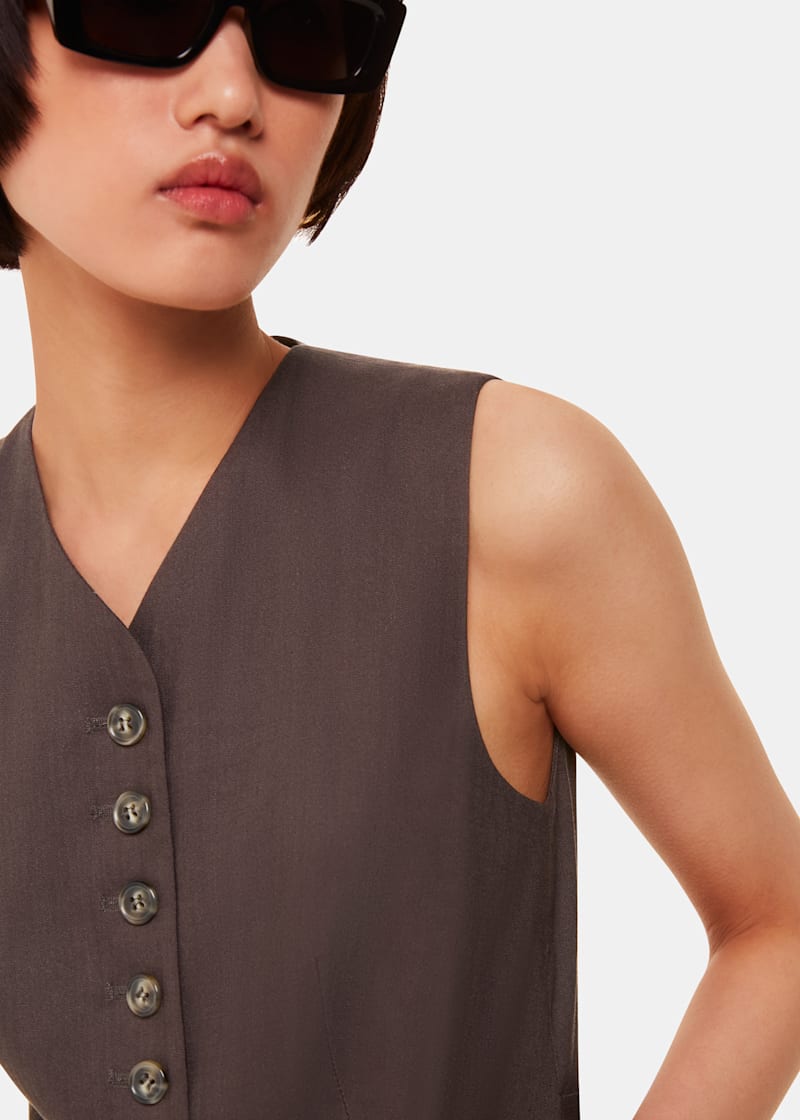 Dark Grey Mila Linen Blend Waistcoat