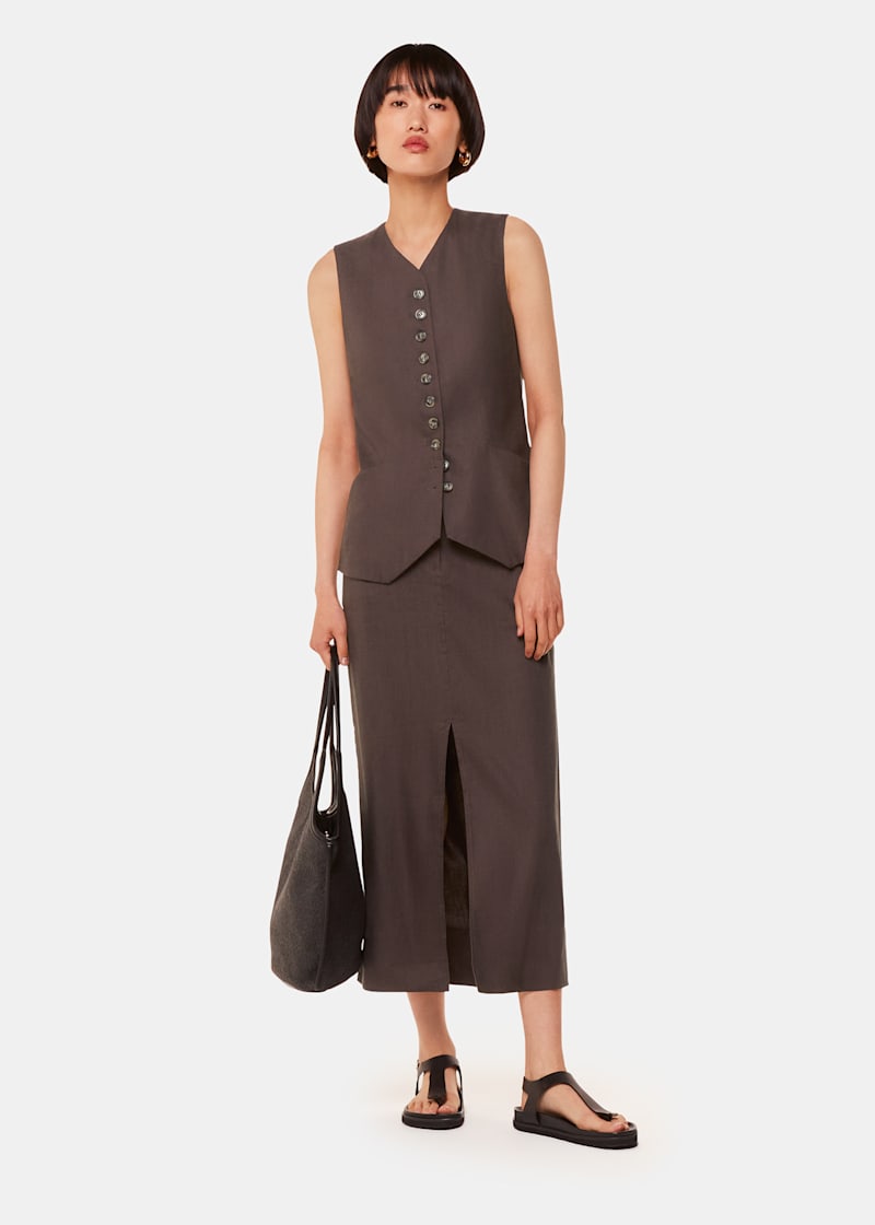 Dark Grey Mila Linen Blend Waistcoat