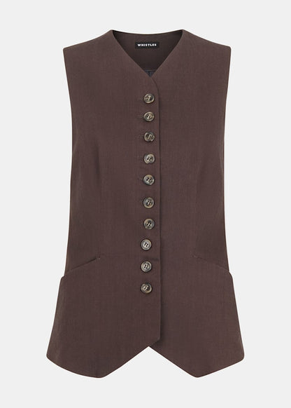 Dark Grey Mila Linen Blend Waistcoat