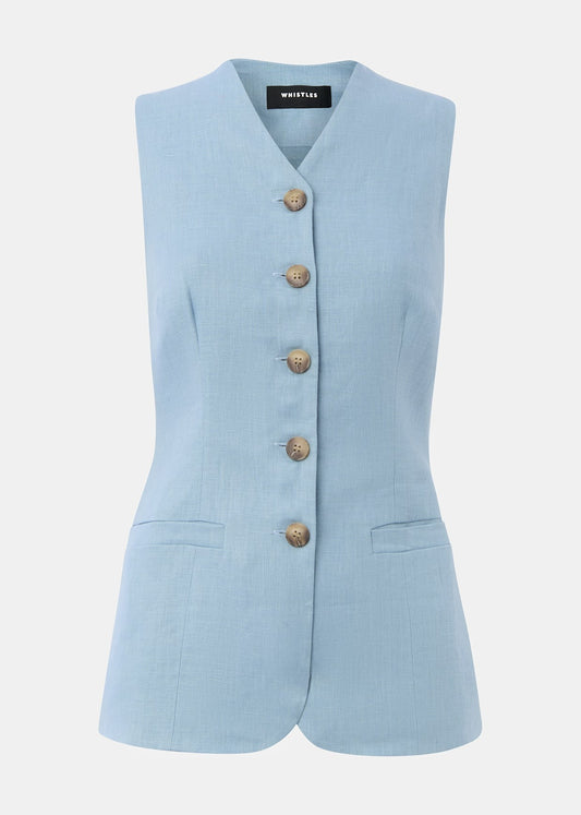 Pale Blue Molly Linen Waistcoat