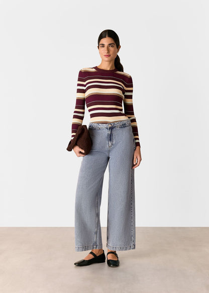 Multicolour Multi Stripe Crew Neck Knit
