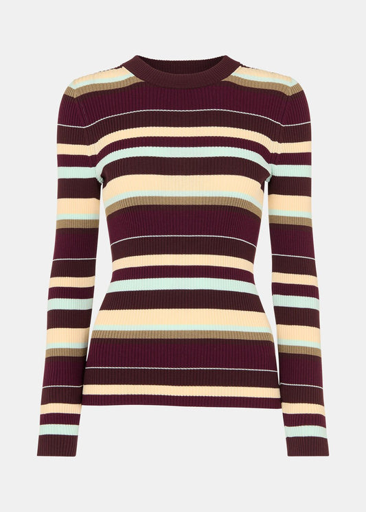 Multicolour Multi Stripe Crew Neck Knit