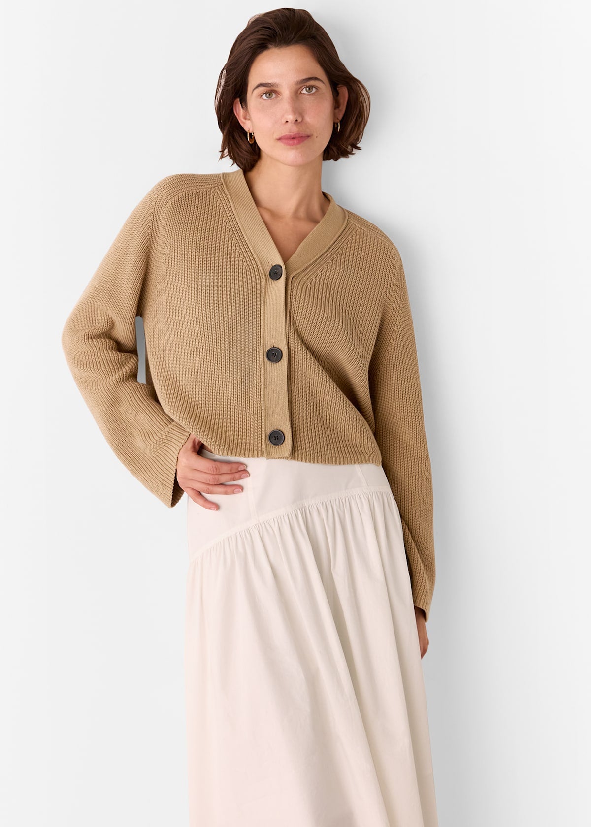 Camel Nala Cotton Cardigan