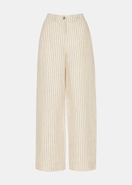 Neutral Linen Stripe Trouser