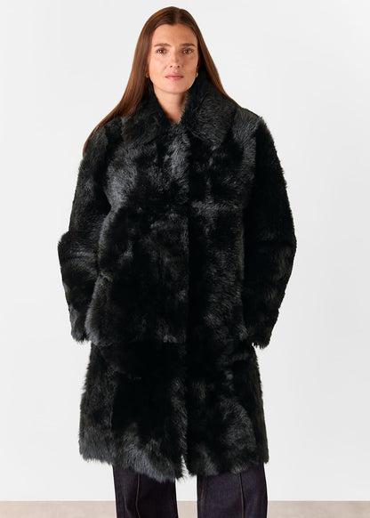 Black Odette Long Shearling Coat