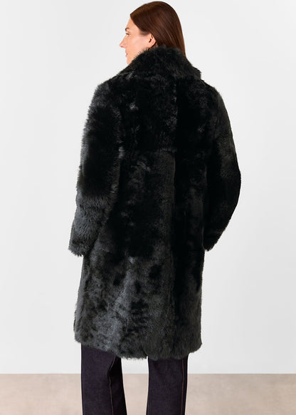 Black Odette Long Shearling Coat