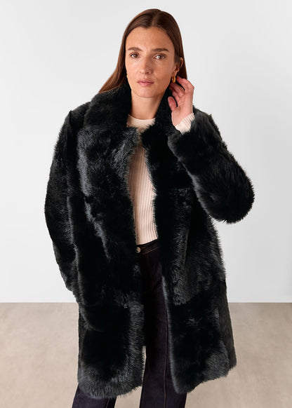 Black Odette Long Shearling Coat