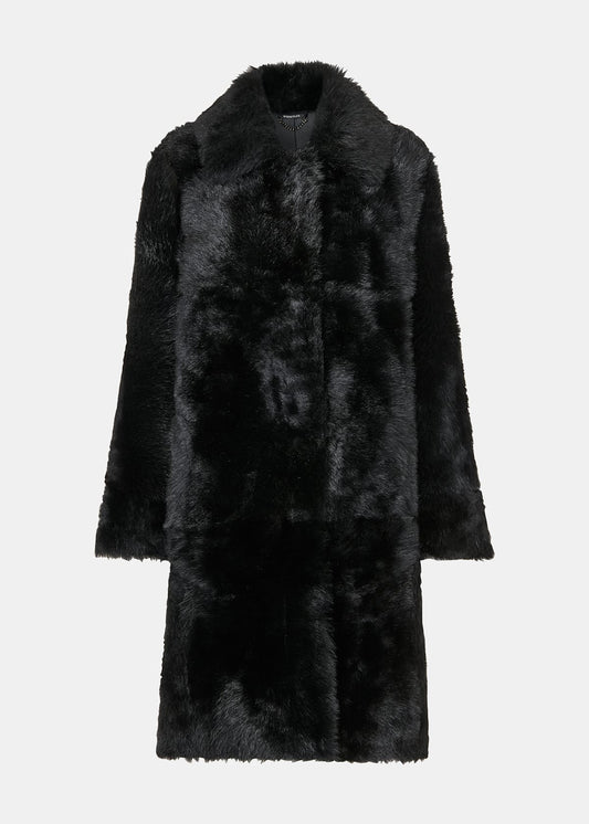 Black Odette Long Shearling Coat