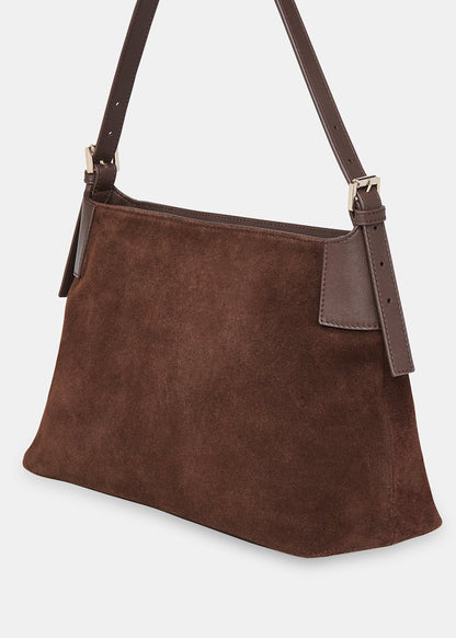 Chocolate Paloma Suede Shoulder Bag