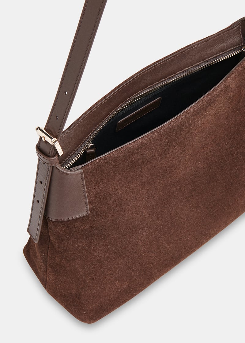 Chocolate Paloma Suede Shoulder Bag