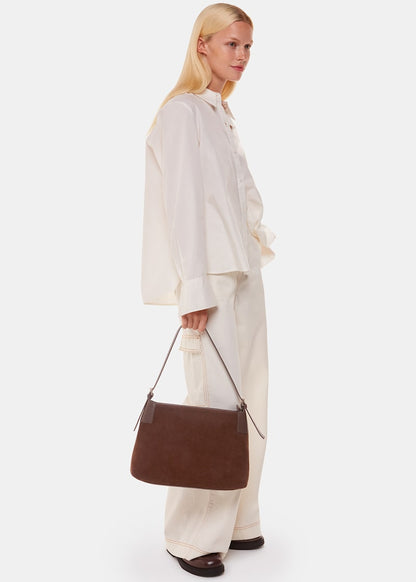 Chocolate Paloma Suede Shoulder Bag