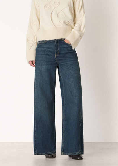 Dark Denim Panel Wide Leg Jean