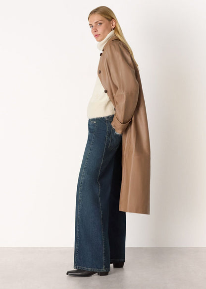 Dark Denim Panel Wide Leg Jean