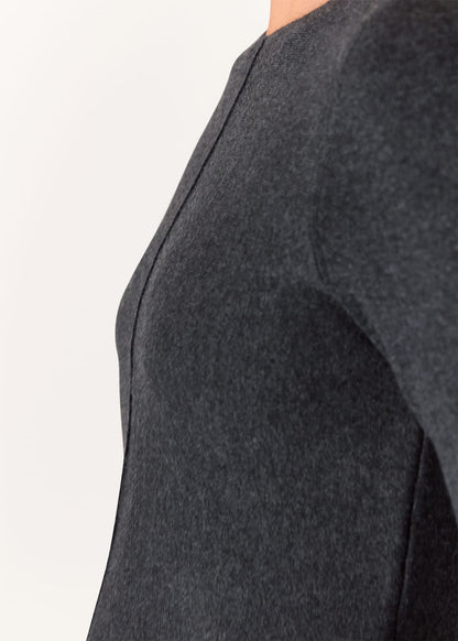 Dark Grey Peplum Detail Knit Top
