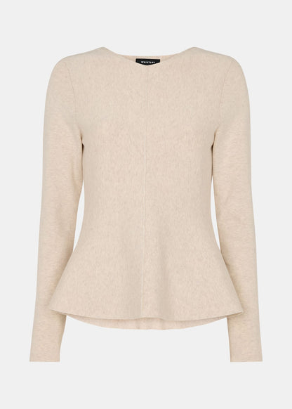 Neutral Peplum Detail Knit