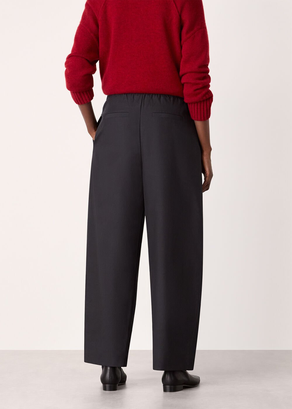 Black Pleat Front Barrel Trousers