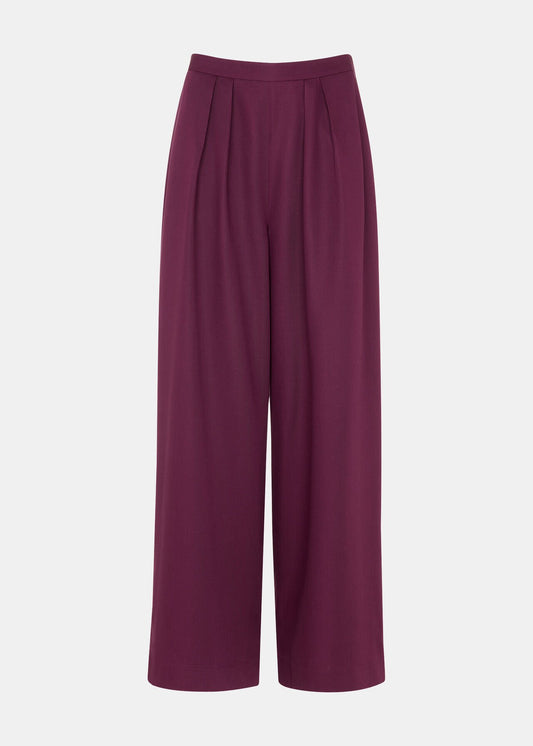 Plum Pleat Front Relaxed Trouser
