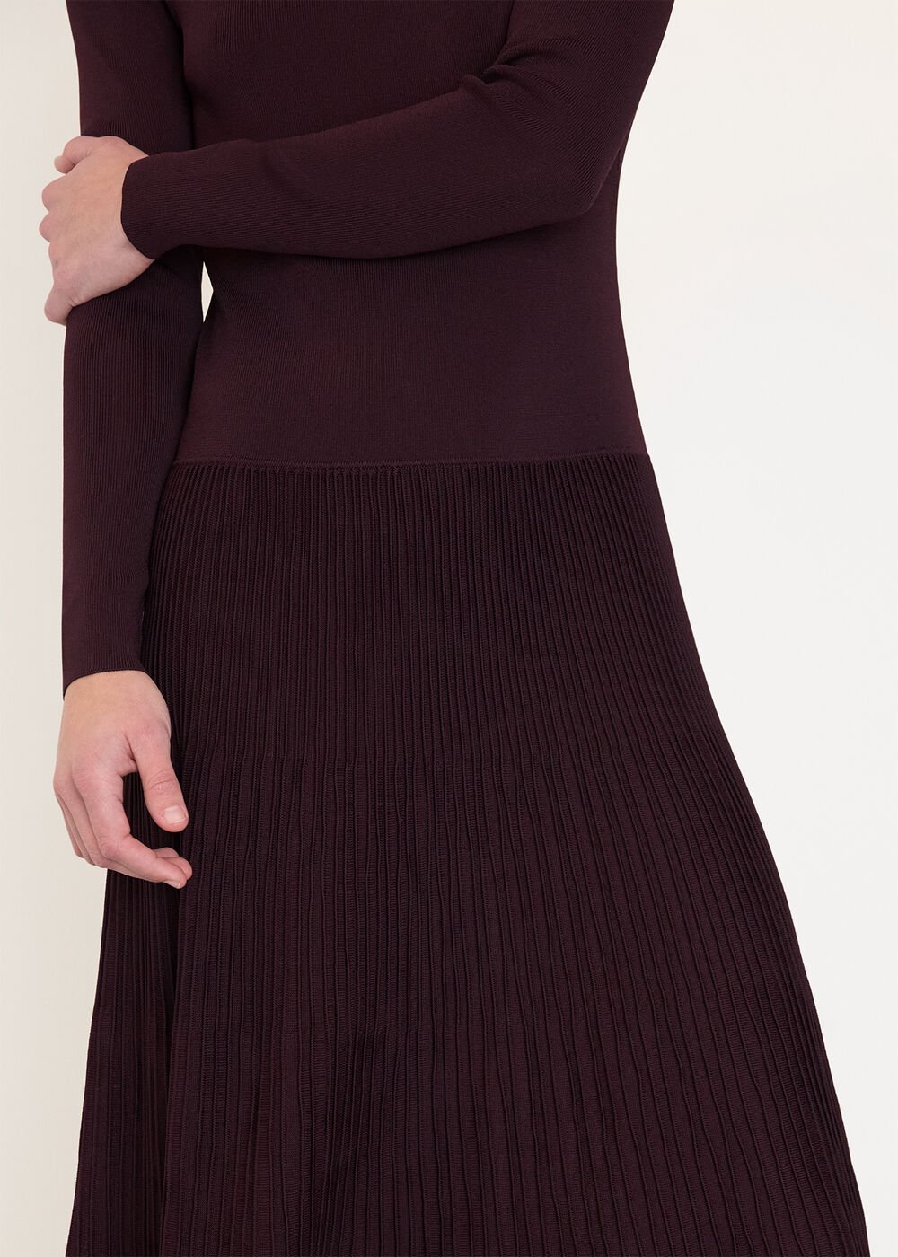 Plum Pleated Knit Dress