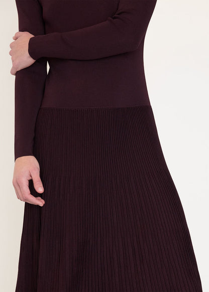 Plum Pleated Knit Dress