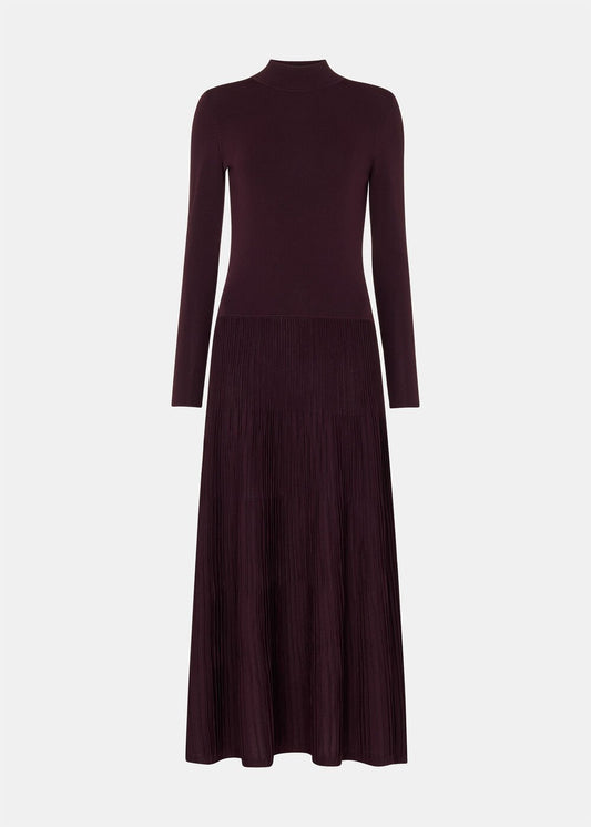 Plum Pleated Knit Dress
