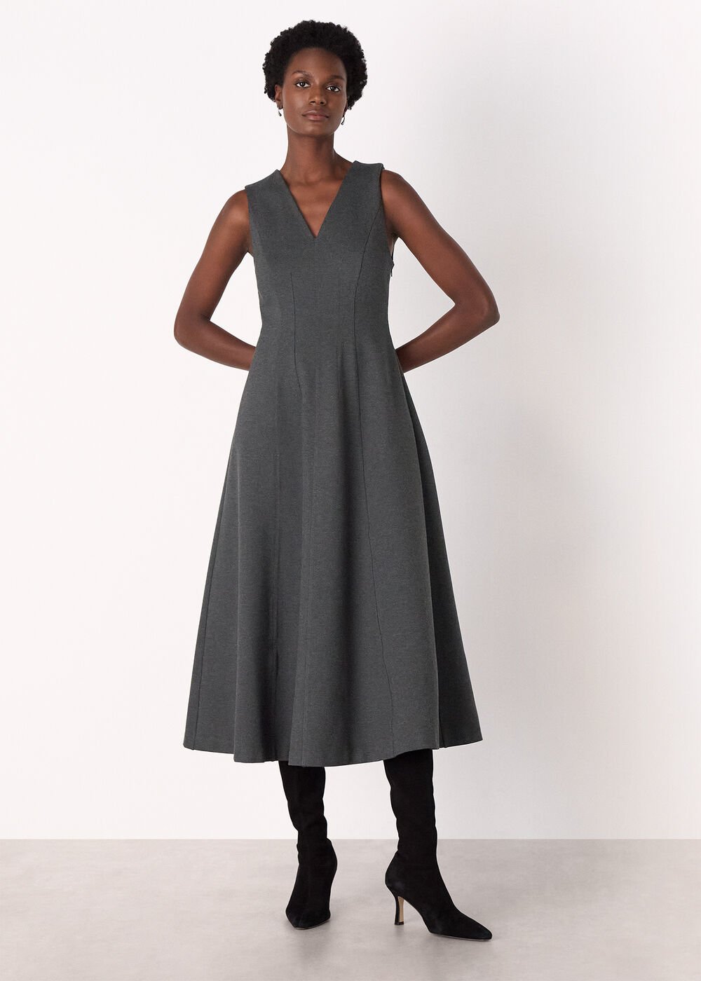 Grey Marl Ponte Layering Midi Dress