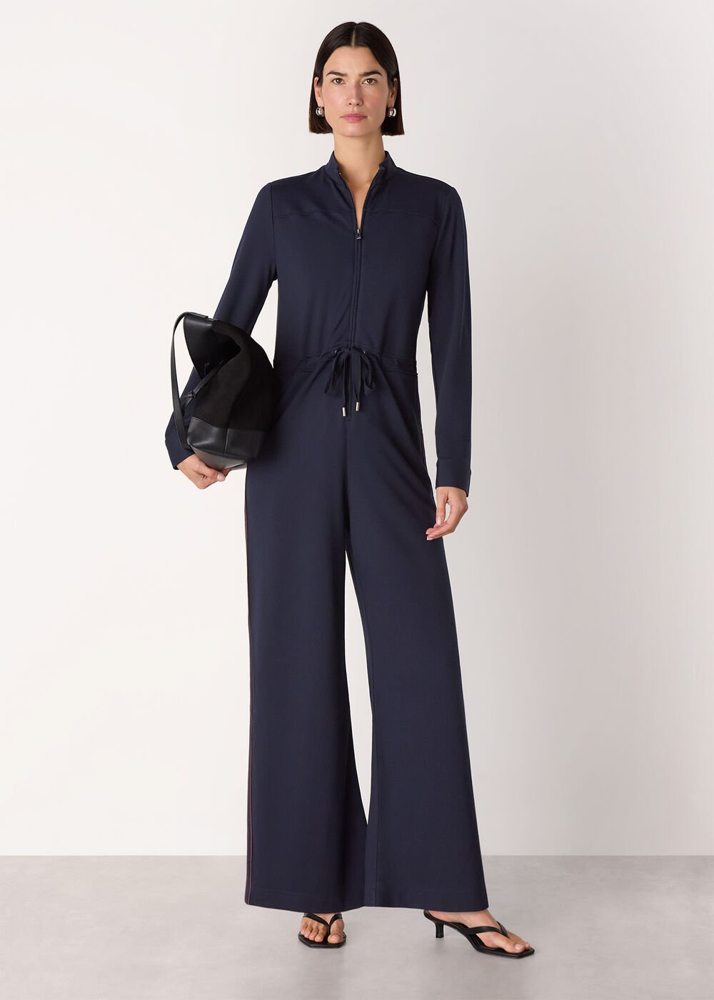 Navy/Multi Ponte Side Stripe Jumpsuit