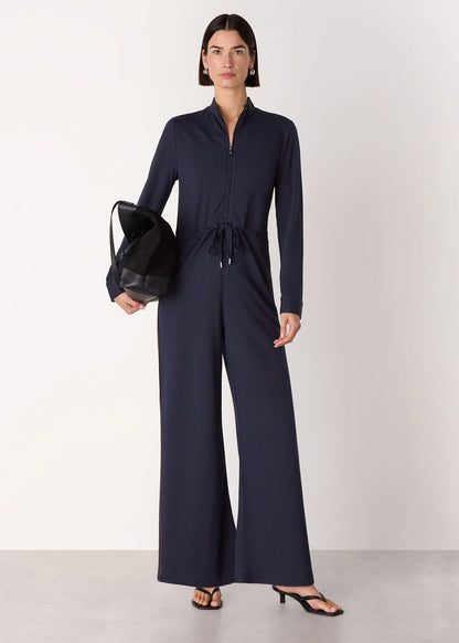 Navy/Multi Ponte Side Stripe Jumpsuit