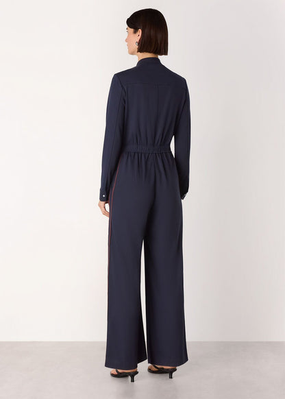 Navy/Multi Ponte Side Stripe Jumpsuit