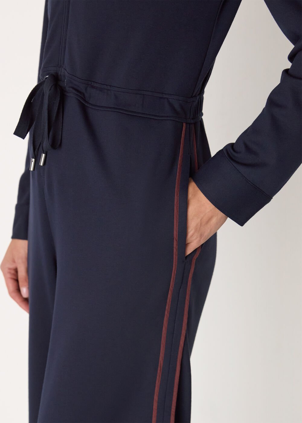 Navy/Multi Ponte Side Stripe Jumpsuit