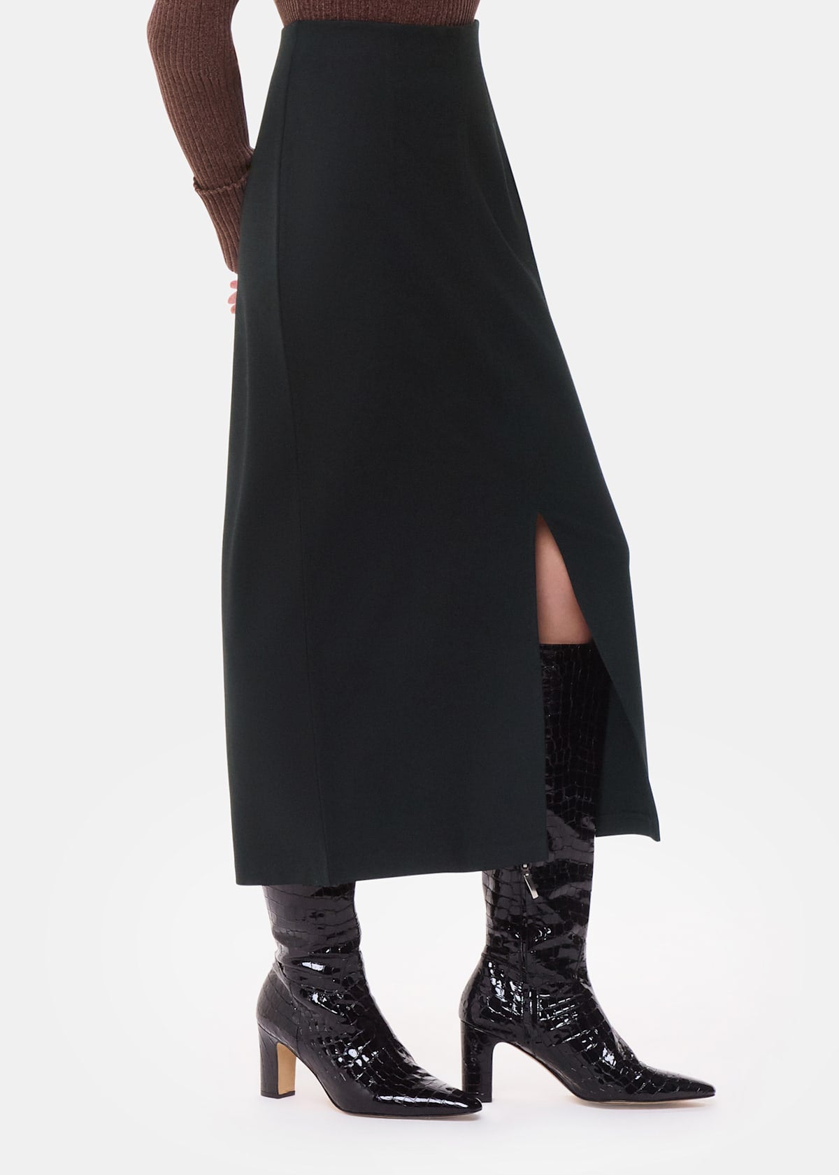 Black Ponte Straight Skirt