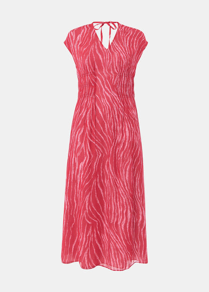 Red/Multi Zebra Texture Midi Dress