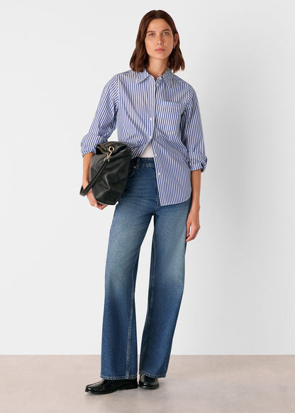 Blue/White Relaxed Fit Stripe Shirt