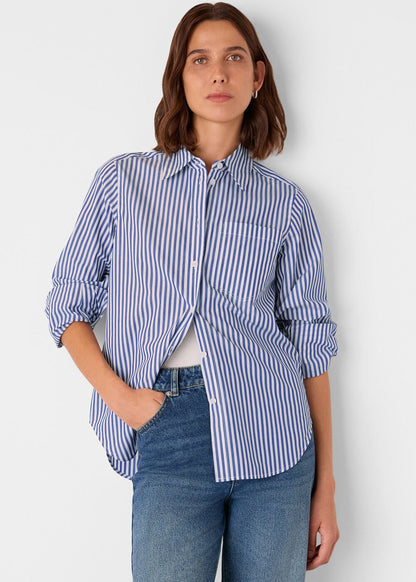 Blue/White Relaxed Fit Stripe Shirt