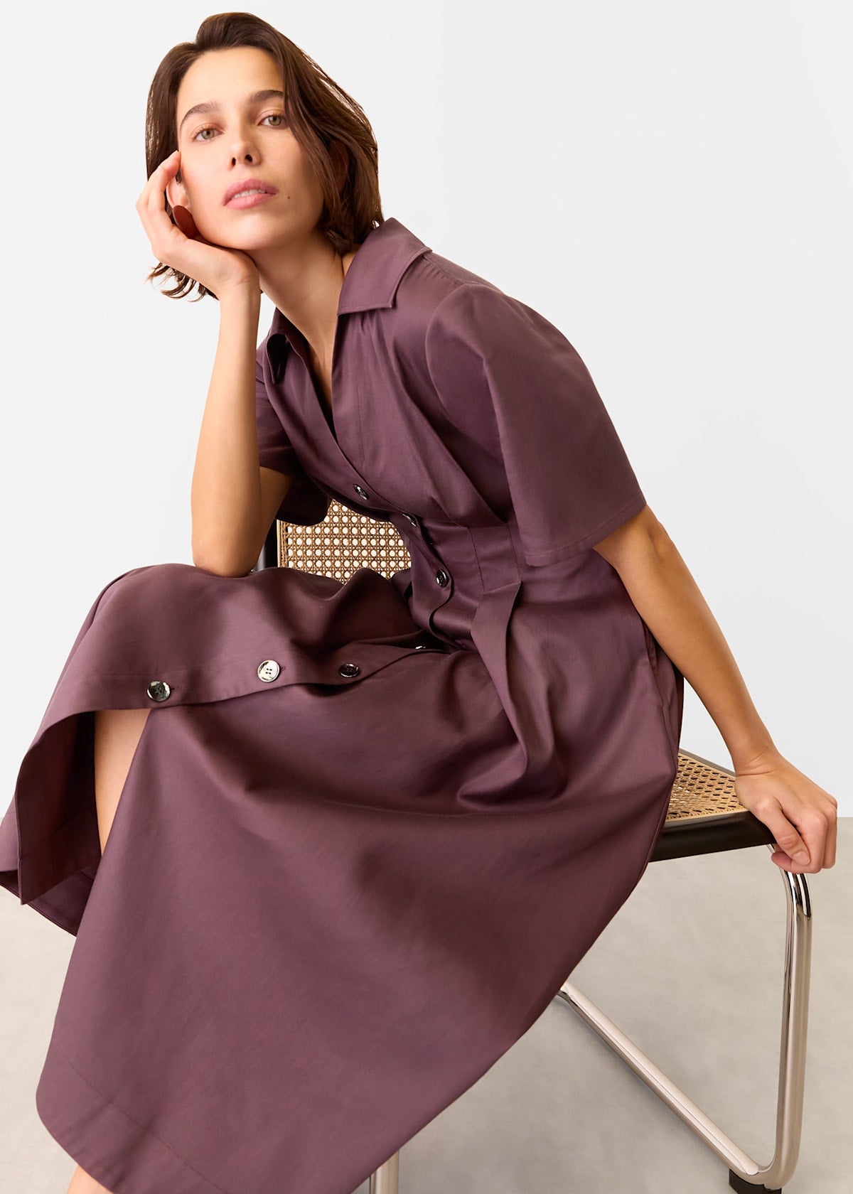 Plum Renee Button Shirt Dress