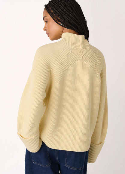 Butter Yellow Rib Cable High Neck Jumper