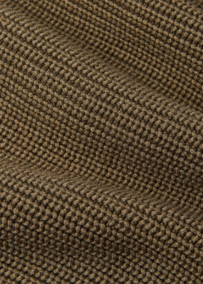 Khaki Rib Cable High Neck Jumper