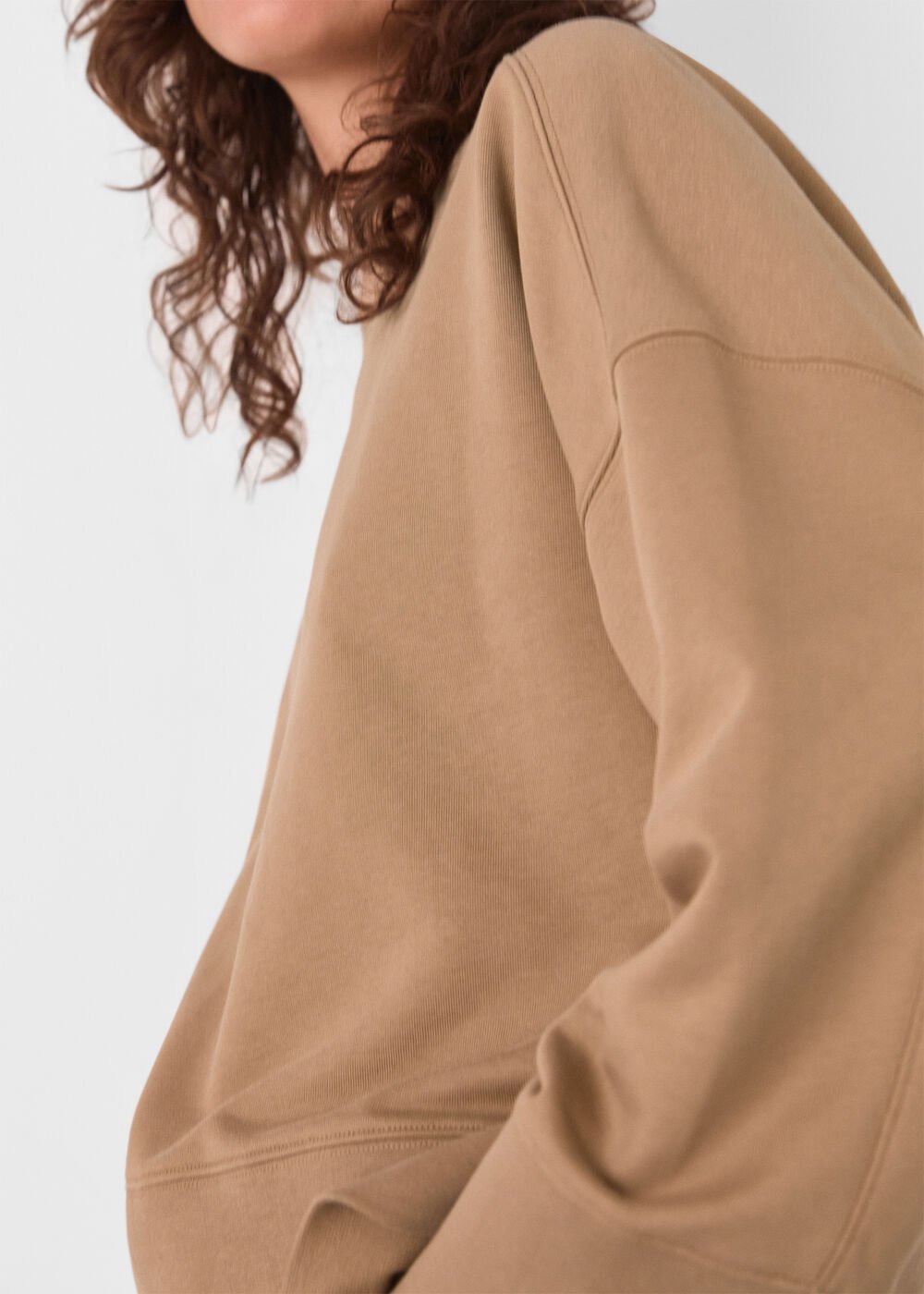 Camel Rib Cuff Detail Jersey Sweater